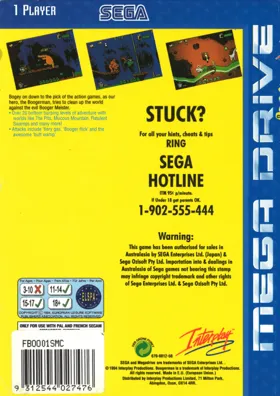 Boogerman - A Pick and Flick Adventure (USA) box cover back